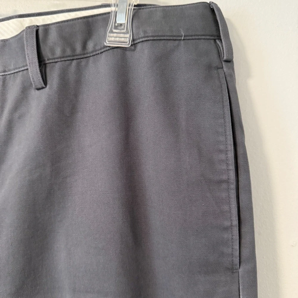 Lands End No Iron Traditional Fit Chinos Gray Cotton Flat Front Pants 40x33